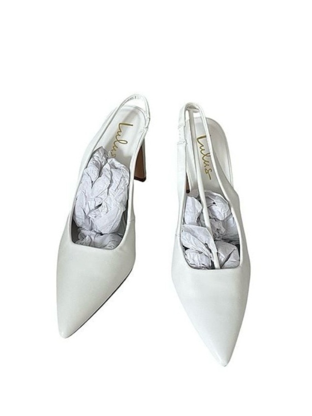 Lulu's White Pointed Slingback Pumps